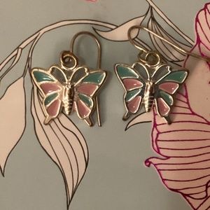 Cotton Candy Butterfly Dangly Earrings